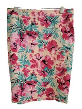 J.Crew Factory Tropical Floral Pencil Skirt Women's Size 2 NWT Pink Cotton